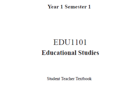 EDC Year 1 Semester 1 Educational Studies Student Teacher Textbook (English version)