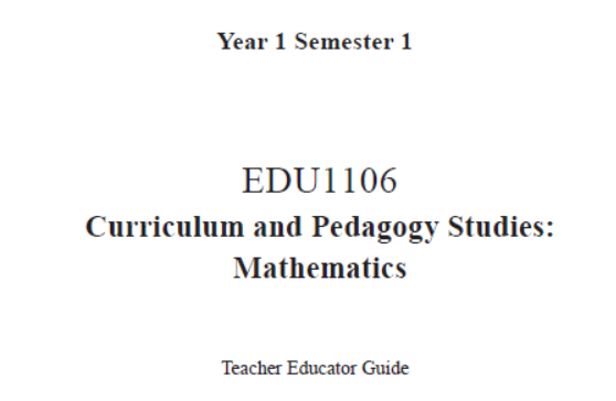 EDC Year 1 Semester 1 Mathematics Teacher Educator Guide (English version)
