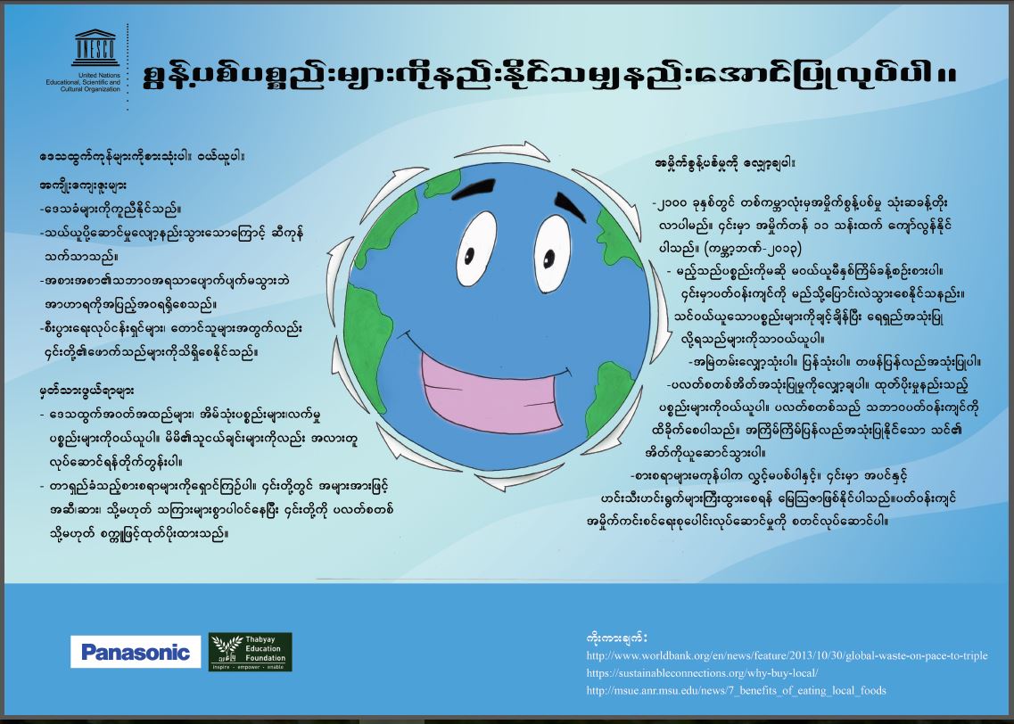 ESD Poster/ပိုစတာ No plastics: live sustainably